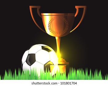 Gold cup and soccer ball