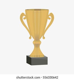 Gold cup for sport competition. Vector stock illustration.