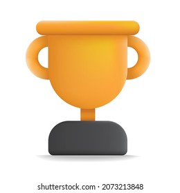 Diseño de ilustración vectorial de estilo de dibujos animados 3d con trofeo Gold cup.