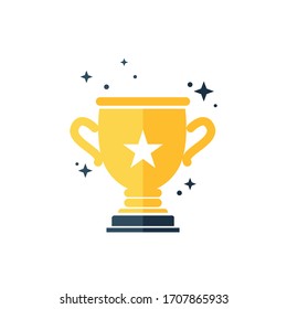 Gold-Tasse-Trophäe-Symbol auf weißem Hintergrund. Stockillustration