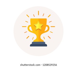 Gold Cup Trophy Icon. Winner Award Sign. First Place Cup Symbol. Championship Or Competition Trophy. Winner Prize Icon. Success Reward Vector.