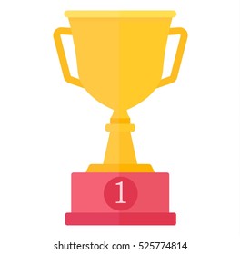 Gold cup trophy vector illustration.