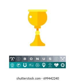Gold cup for wine icon