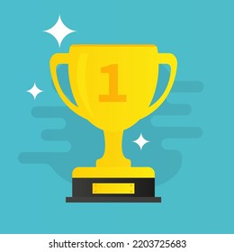 Gold cup to the winner for first place. Vector illustration