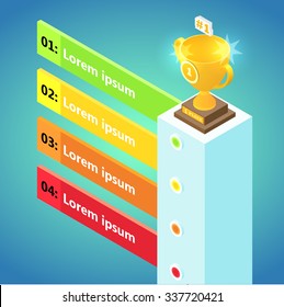 Gold cup of winner isometric - business elemelt