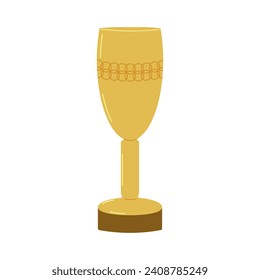 Gold Cup winner prize sports competitions games. First place. Trophy cup of the champion. Vector illustration.