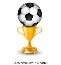 Gold cup winner with soccer ball