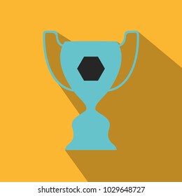 Gold cup of the winner of sports competitions. Sports trophy of the champion. First place. In the flat a vector. Golden bowl. An award for athletes