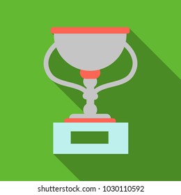 Gold cup of the winner of sports competitions. Sports trophy of the champion. First place. In the flat a vector. Golden bowl. An award for athletes