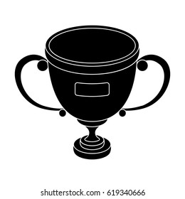 Gold cup of the winner.Fans single icon in black style vector symbol stock illustration.