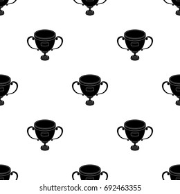 Gold cup of the winner.Fans single icon in black style vector symbol stock illustration.