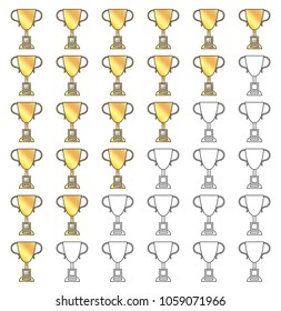Gold cups rating panel. Isolated vector image.