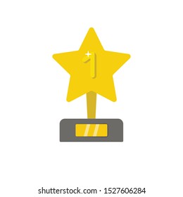 Gold cups for winners and other sports trophies. Gold award and trophy for the championship. Vector illustration. Flat style.