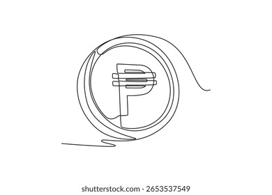 conceito de ouro e moeda. Design de desenho de linha única. Ilustração gráfica vetorial
