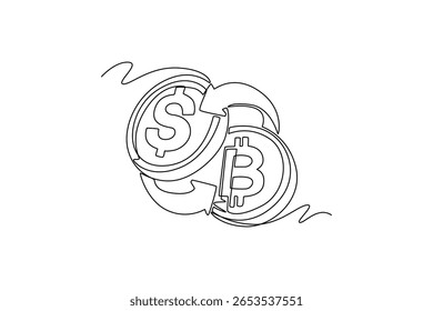 gold and currency concept. Single line draw design. Vector graphic illustration