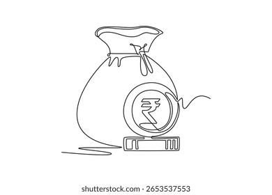gold and currency concept. Single line draw design. Vector graphic illustration