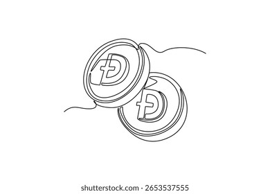 gold and currency concept. Single line draw design. Vector graphic illustration