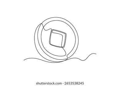conceito de ouro e moeda. Design de desenho de linha única. Ilustração gráfica vetorial