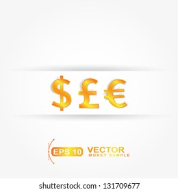 gold currency money presentation on gray background