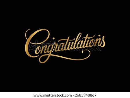 Gold Cursive 'Congratulations' Hand Lettering with Artistic Flourishes. Corporate Award Certificates