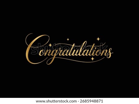 Gold Cursive 'Congratulations' Hand Lettering with Artistic Flourishes. Corporate Award Certificates