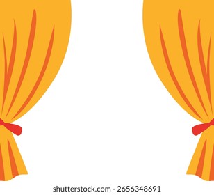 Cortina de ouro com acabamento vermelho em estilo vetorial. Excelente para configurações de palco luxuosas, desempenho de teatro ou ilustrações decorativas interiores.