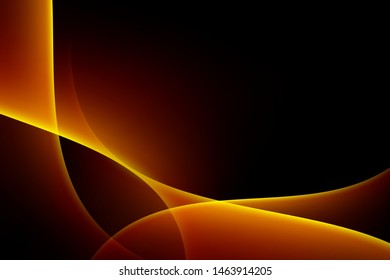 Gold curve abstract pattern on dark background, copy space composition, luxury concept.