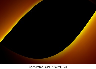 Gold curve abstract pattern on dark background, copy space composition, luxury concept.