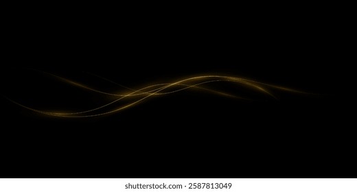 Gold curved light line.  Light golden  Curve light effect of golden line.	
