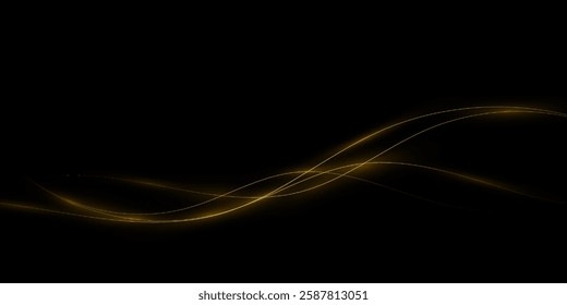 Gold curved light line.  Light golden  Curve light effect of golden line.	
