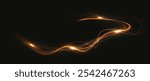 Gold curved light line, rope, tape. Smooth festive gold line png with light effects. Light golden Twirl png. Curve light effect of golden line.	
