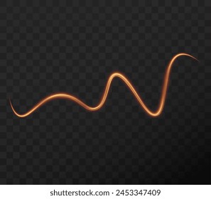 Gold curved light line, rope, tape. Smooth festive gold line png with light effects. Element for your design, advertising, postcards, invitations, screensavers, websites, games.