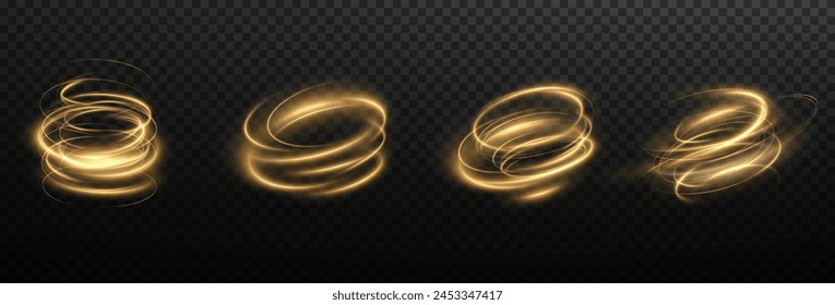 Línea de luz curva dorada, cuerda, cinta. Suave línea de oro festiva png con efectos de luz. Elemento para su diseño, publicidad, postales, invitaciones, protectores de pantalla, Sitios web, juegos.