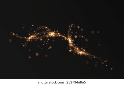  Gold curved light line, rope, tape. Smooth festive gold line png with light effects. Light golden Twirl png. Curve light effect of golden line. Luminous golden spiral png.