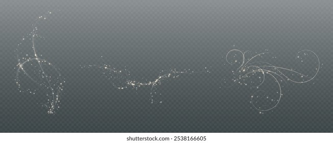 Gold curved light line, rope, tape. Smooth festive gold line png with light effects. Light golden Twirl png. Curve light effect of golden line. Luminous golden spiral png.