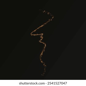 Gold curved light line, rope, tape. Smooth festive gold line png with light effects. Light golden Twirl png. Curve light effect of golden line.	

