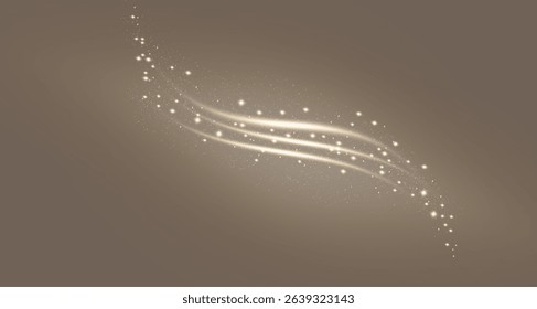 Gold curved light line, rope, ribbon. Smooth festive gold line png with light effects. Light golden swirl png. Curved golden line with light effect. Garland gold. PNG