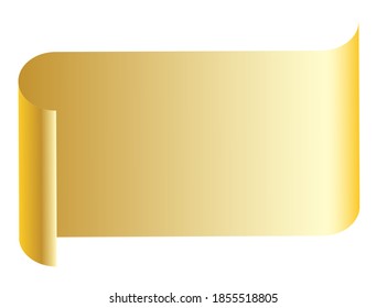 Gold curved paper banner on white background. Can be used for web banner or print poste.