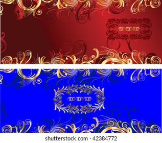 Gold Curves Frame Background. Vector Illustration.