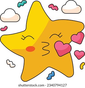 Gold Cut Star Sticker icons Design
