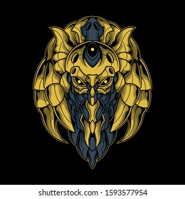 gold cyber anubis illustration for commercial use