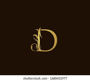 Gold D Luxury Logo Icon, Classic D Letter Design.