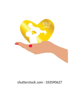 gold dad in hand vector in colorful
