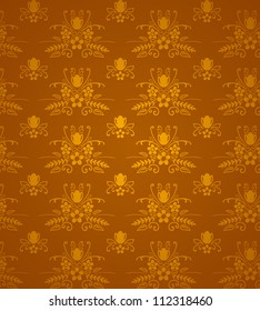 Gold Damask Pattern - Seamless Damask pattern in golden and brown color tones