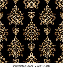 Gold damask vintage floral seamless pattern,luxury texture for wallpapers.