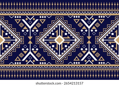 Ouro Azul Escuro Geometria Índio Americano Nativo Navajo Azteca Étnica Tradicional Decoração Abstrata Tribo Têxtil Design Vetores 
