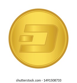 Gold Dash icon. golden Cryptocurrency Dash sign.  blockchain  money. Internet money