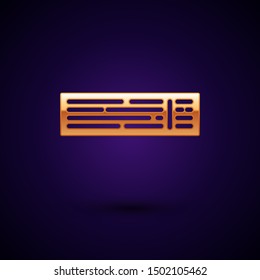 Gold Deck of playing cards icon isolated on dark blue background. Casino gambling.  Vector Illustration