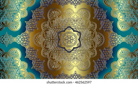 gold decor on a light blue background, design element in the eastern, Arab-style