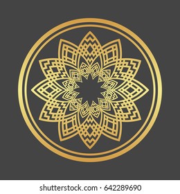 Gold decoration. Round gold ornament. Abstract gold element. 